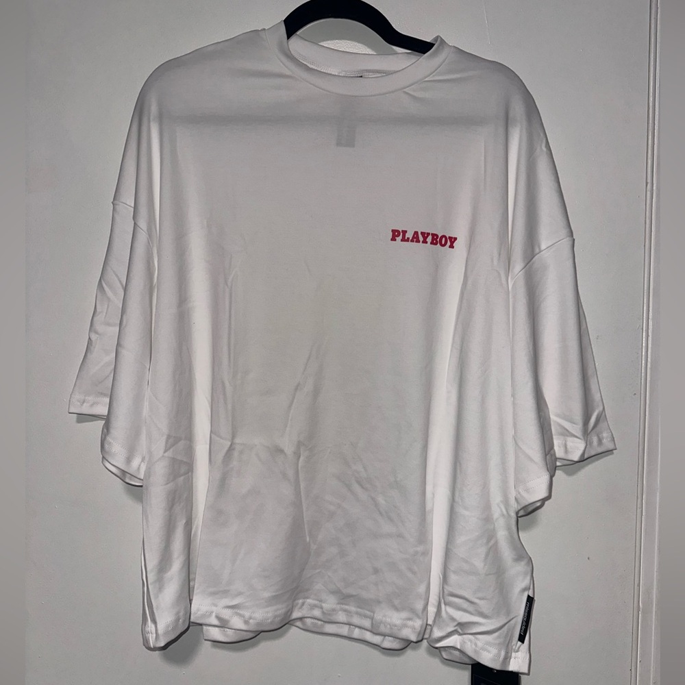 Missguided White and Red Oversized Tee